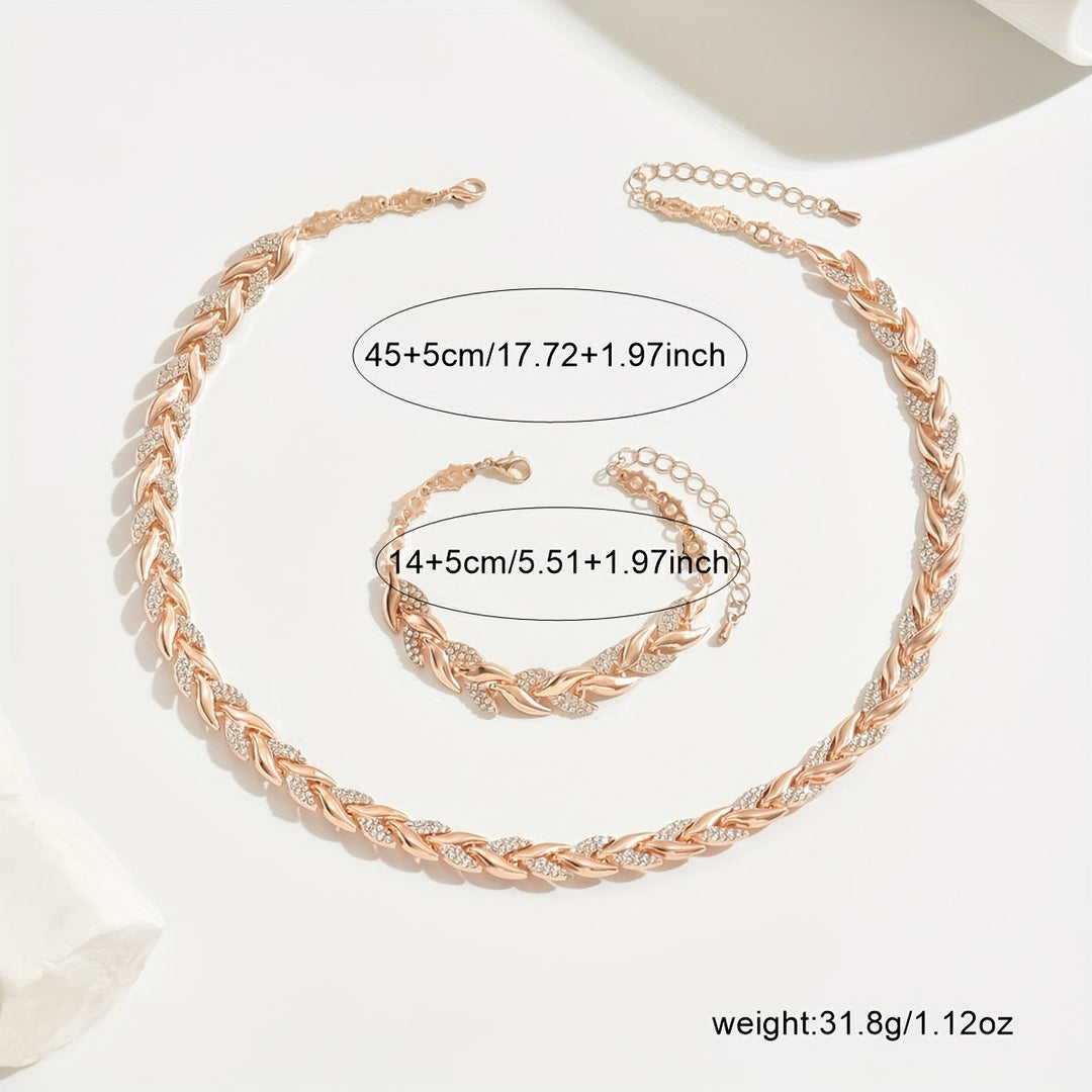 Fiona | Elegant Rhinestone Chain Necklace And Bracelet Set