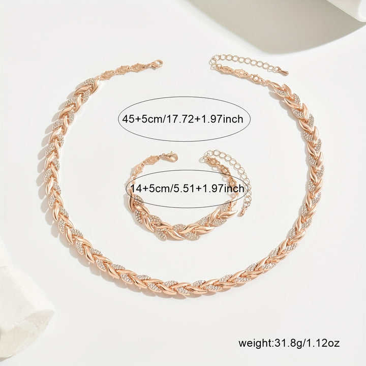 Fiona | Elegant Rhinestone Chain Necklace And Bracelet Set