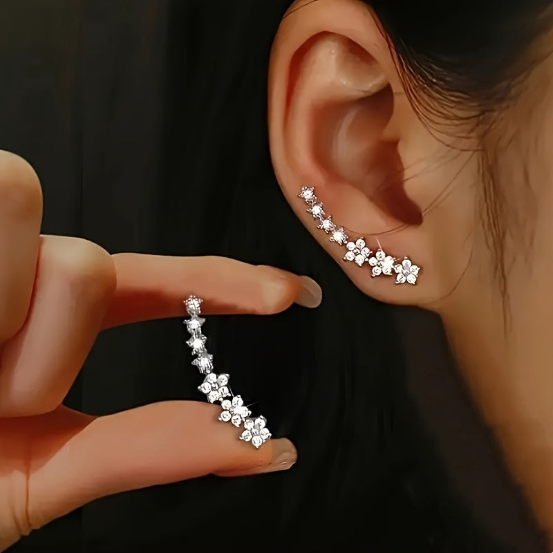 Millie | Elegant Floral Crystal Ear Climber Earrings