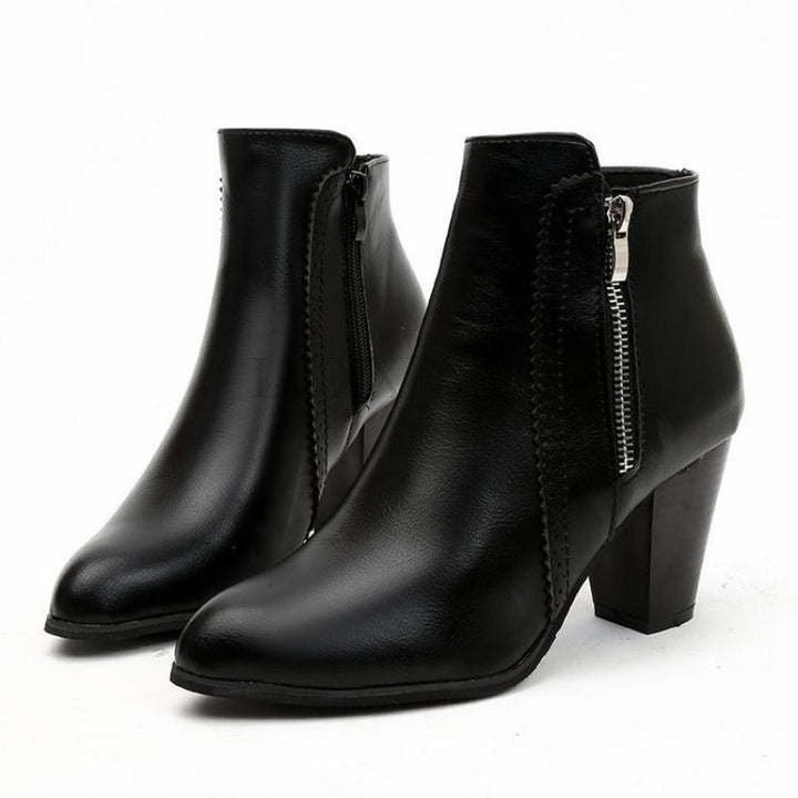 Elyse | Sleek Black Ankle Boots With Side Zip Detail
