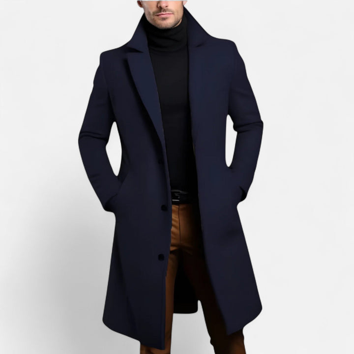 Mia | Elegant Single Breasted Long Wool Overcoat For Men