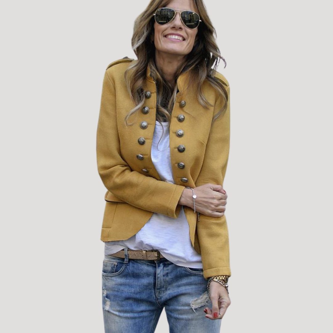 Tessa | Chic Military Style Wool Blend Tailored Blazer