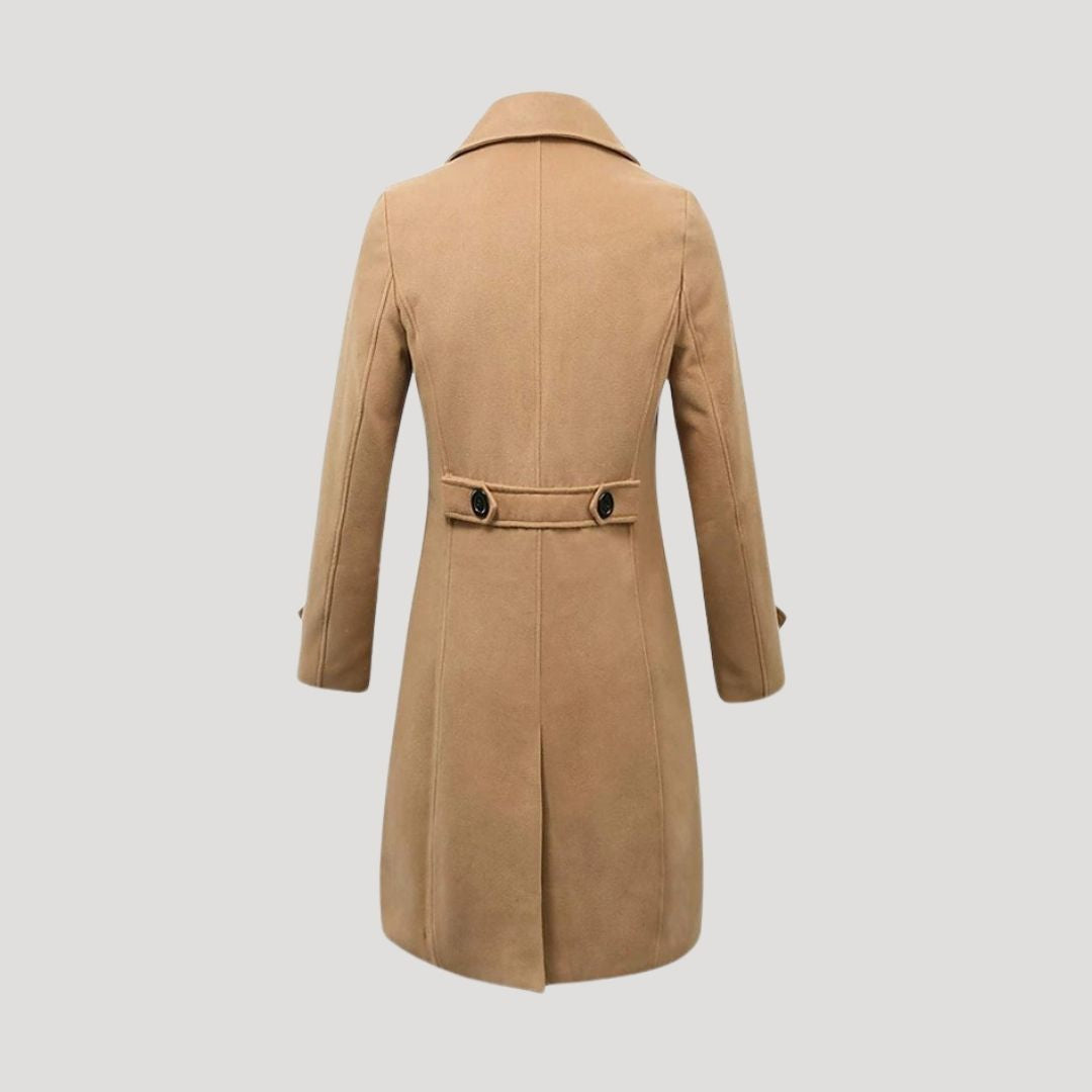 Harper | Elegant Double Breasted Wool Blend Long Overcoat