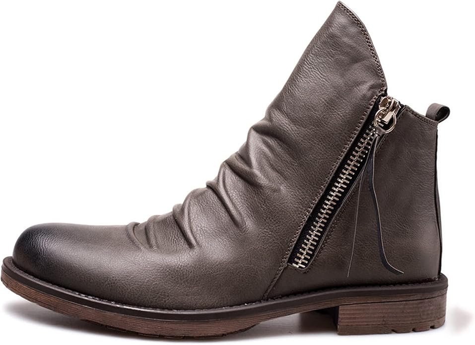 Daniel | Men’s Brown Leather Zip Boots for Casual Wear