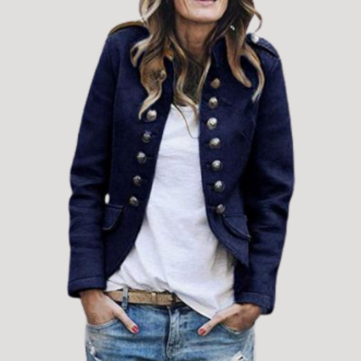 Tessa | Chic Military Style Wool Blend Tailored Blazer