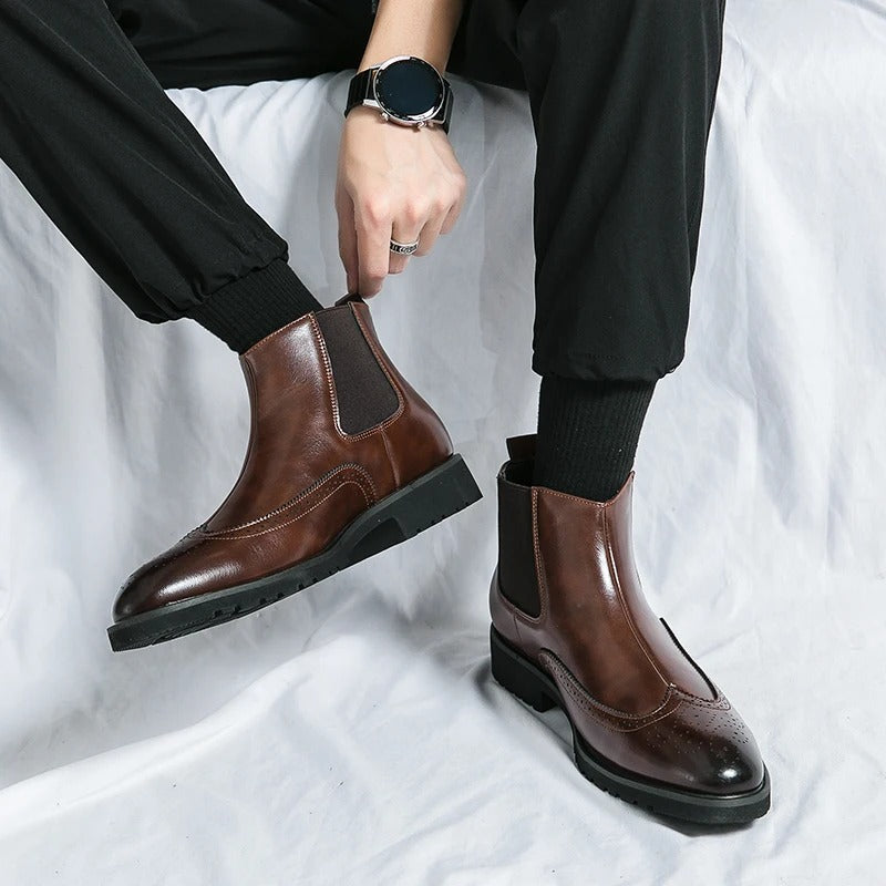 Margot | Elegant Brogue Chelsea Boots With Premium Leather
