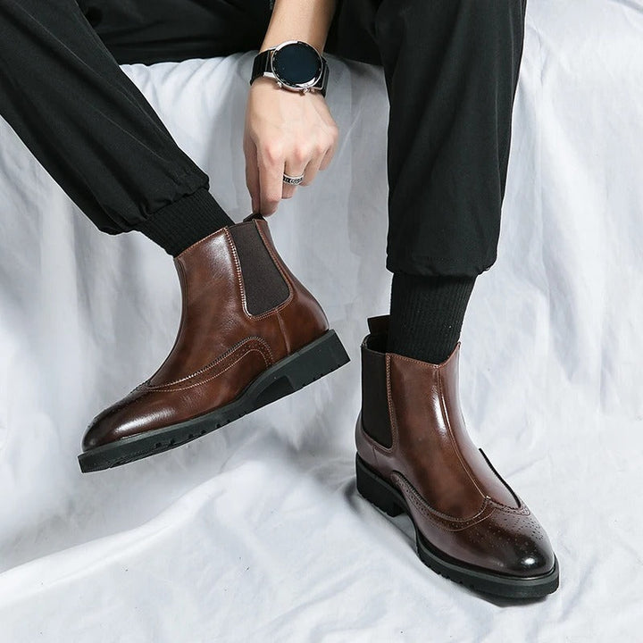 Margot | Elegant Brogue Chelsea Boots With Premium Leather