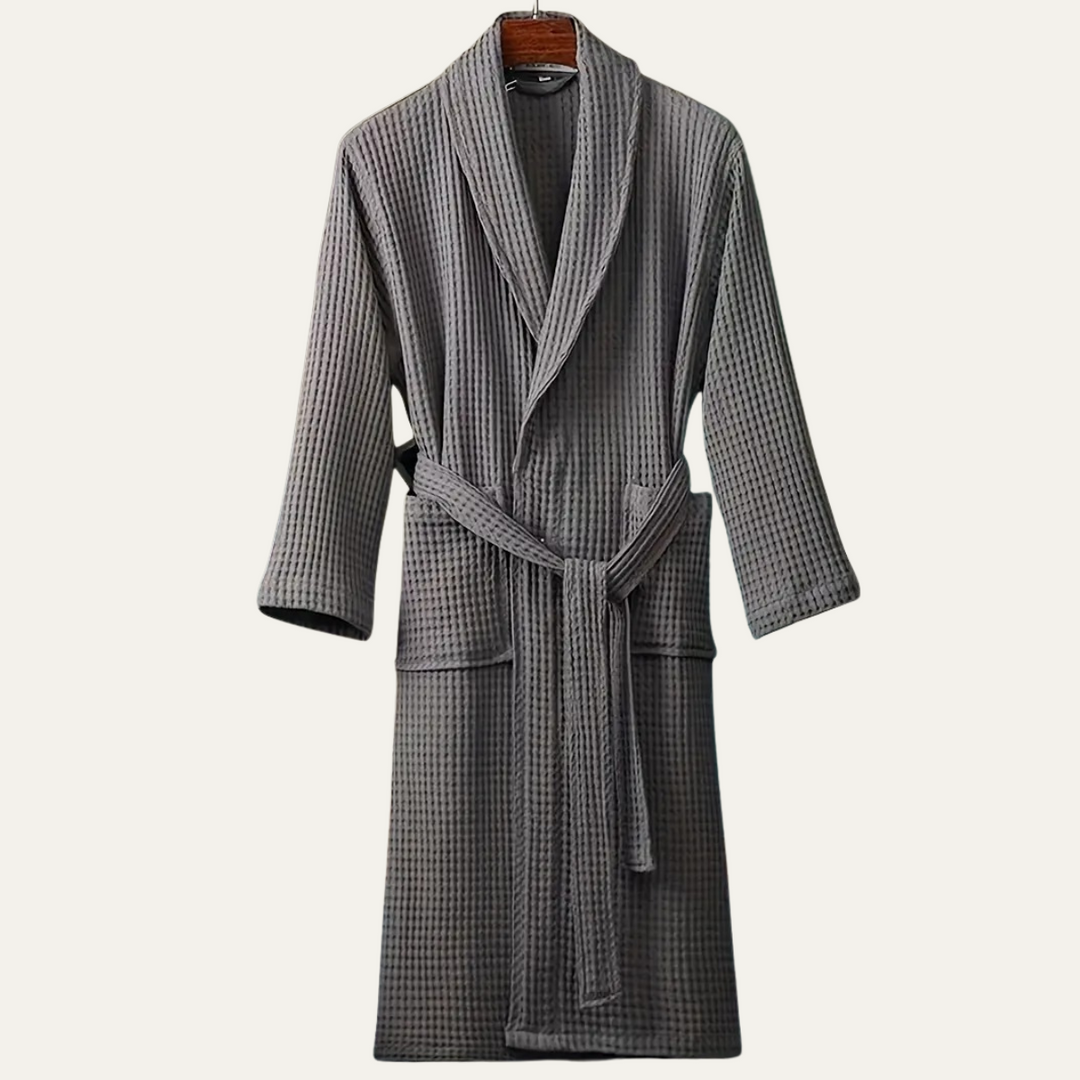 Margot | Elegant Waffle Cotton Bathrobe With Belt