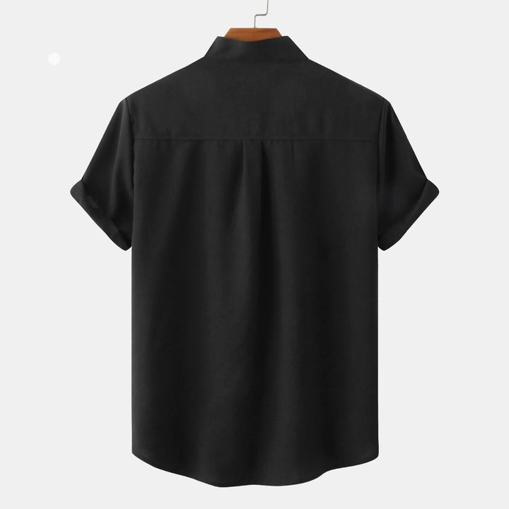 Tobias | Stylish Cotton-Linen Short Sleeve Mandarin Collar Shirt