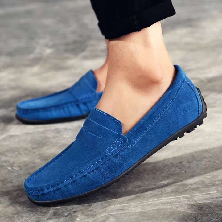 Ryder | Stylish Men's Blue Suede Driving Loafers With Comfort Sole