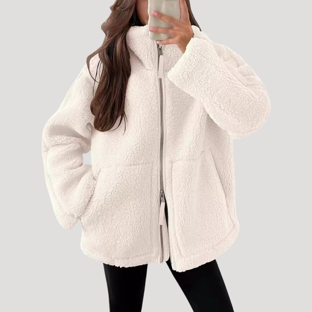 Eliana | Stylish Teddy Fleece Zip-Up Oversized Winter Jacket