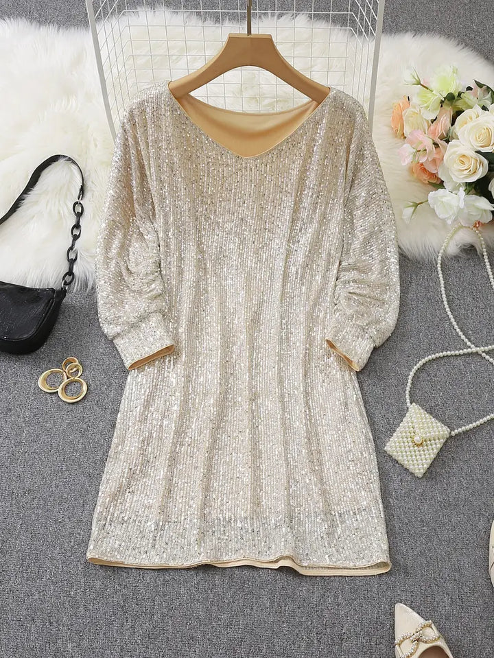 Felicity | Elegant Off-Shoulder Sequin Mini Party Dress