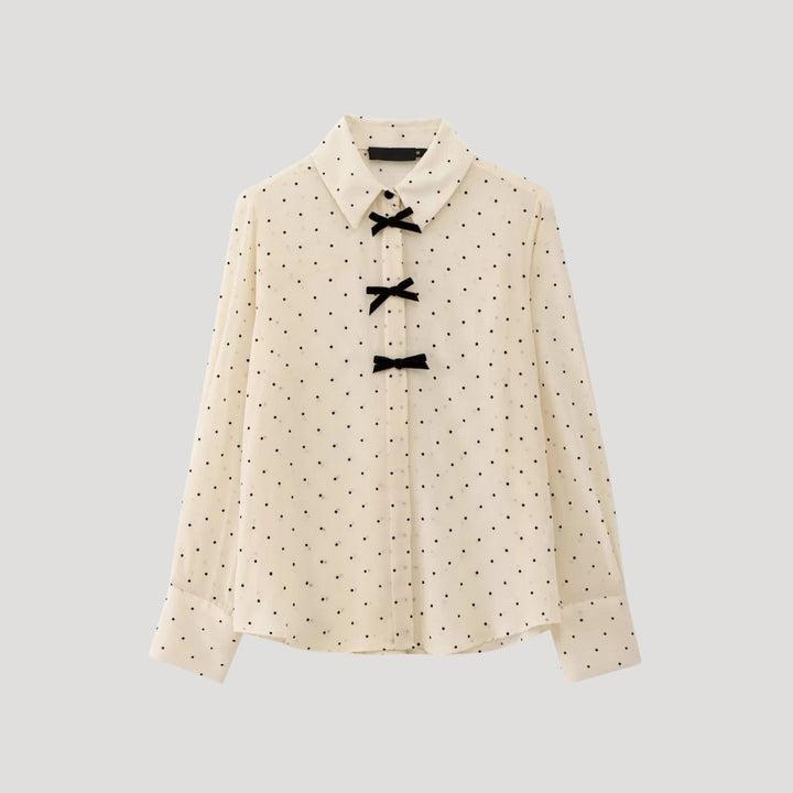 Eloise | Elegant Polka Dot Bow Tie Blouse Long Sleeve