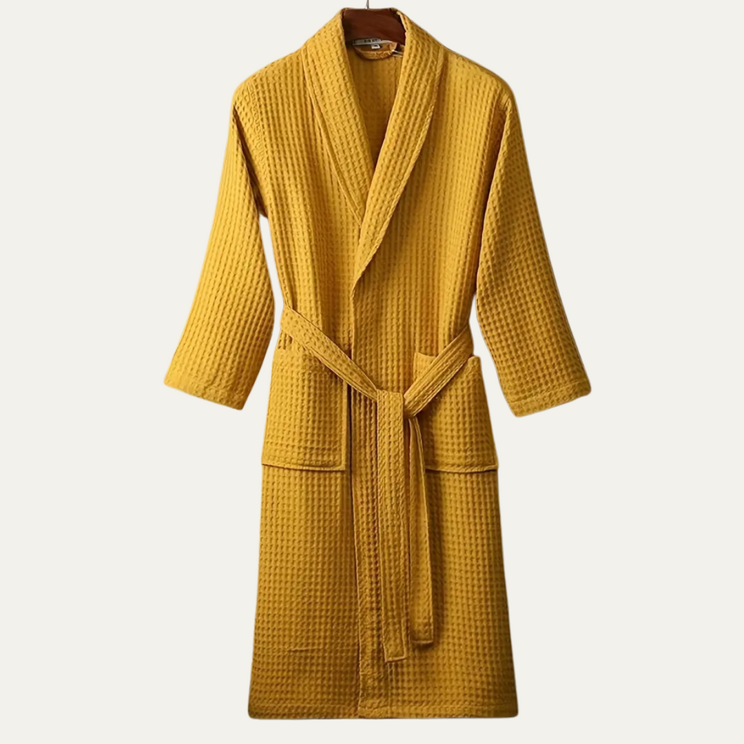 Margot | Elegant Waffle Cotton Bathrobe With Belt