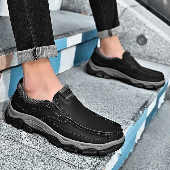 Kai | Sleek Brown Leather Slip-On Loafers For Men