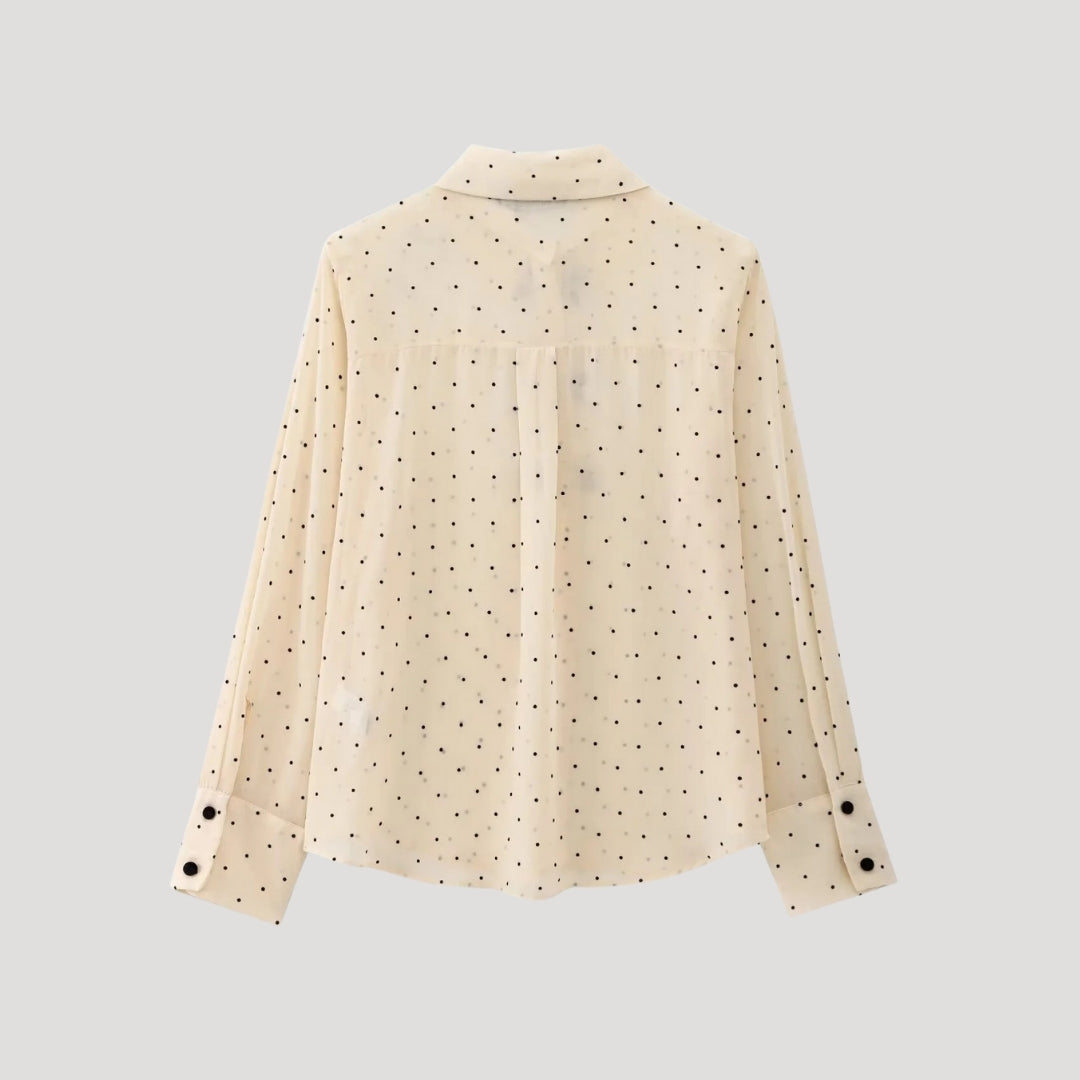Phoebe | Elegant Polka Dot Long Sleeve Bow Tie Blouse