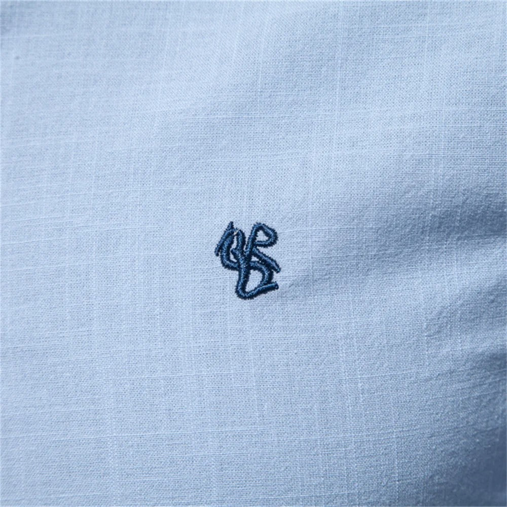 Evy | Stylish Men's Light Blue Mandarin Collar Cotton Shirt