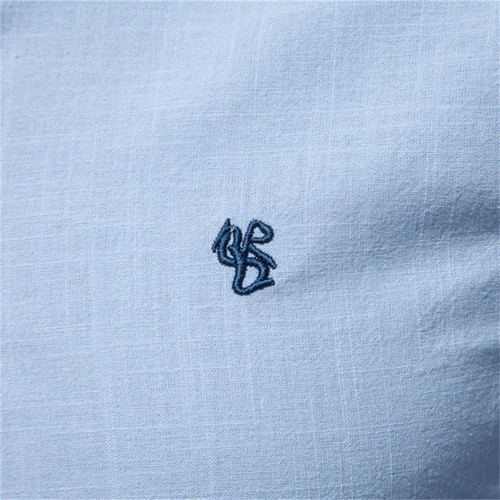 Evy | Stylish Men's Light Blue Mandarin Collar Cotton Shirt