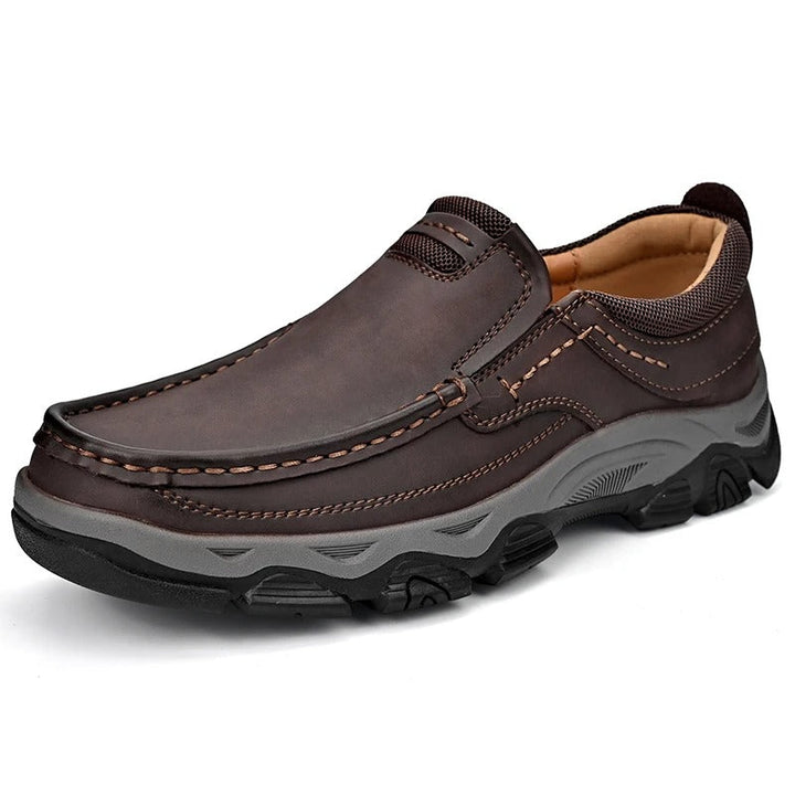 Kai | Sleek Brown Leather Slip-On Loafers For Men