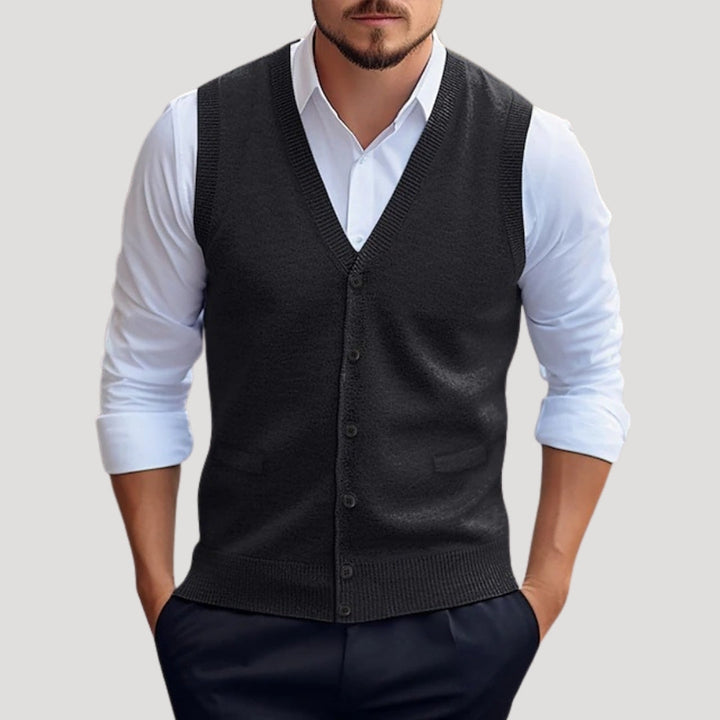 Harlow | Stylish Men's V-Neck Button-Up Knitted Waistcoat