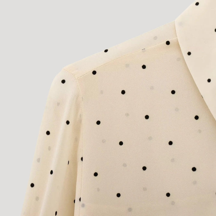 Phoebe | Elegant Polka Dot Long Sleeve Bow Tie Blouse