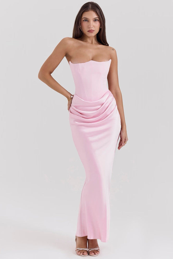 Juliet | Elegant Strapless Satin Maxi Dress