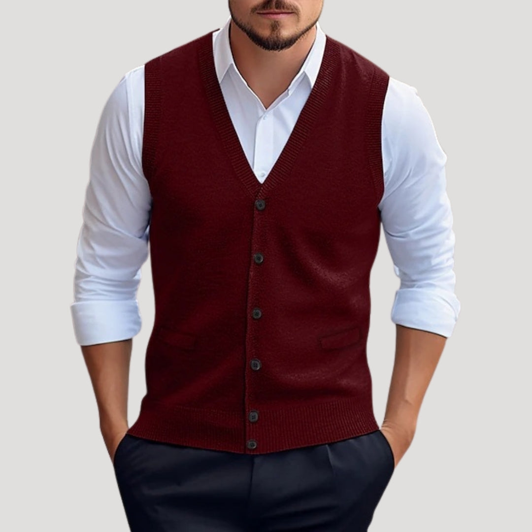 Eliana | Stylish V-Neck Sleeveless Button-Up Knitted Waistcoat