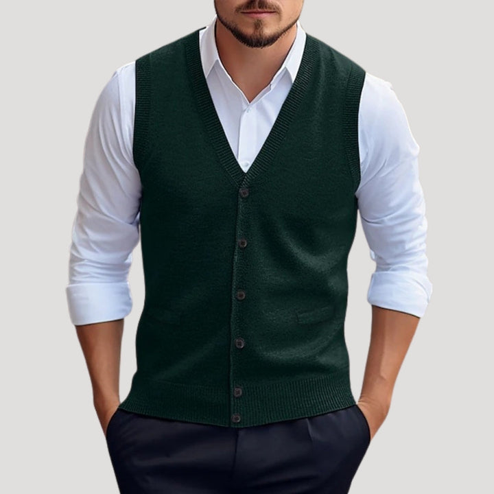Eliana | Stylish V-Neck Sleeveless Button-Up Knitted Waistcoat