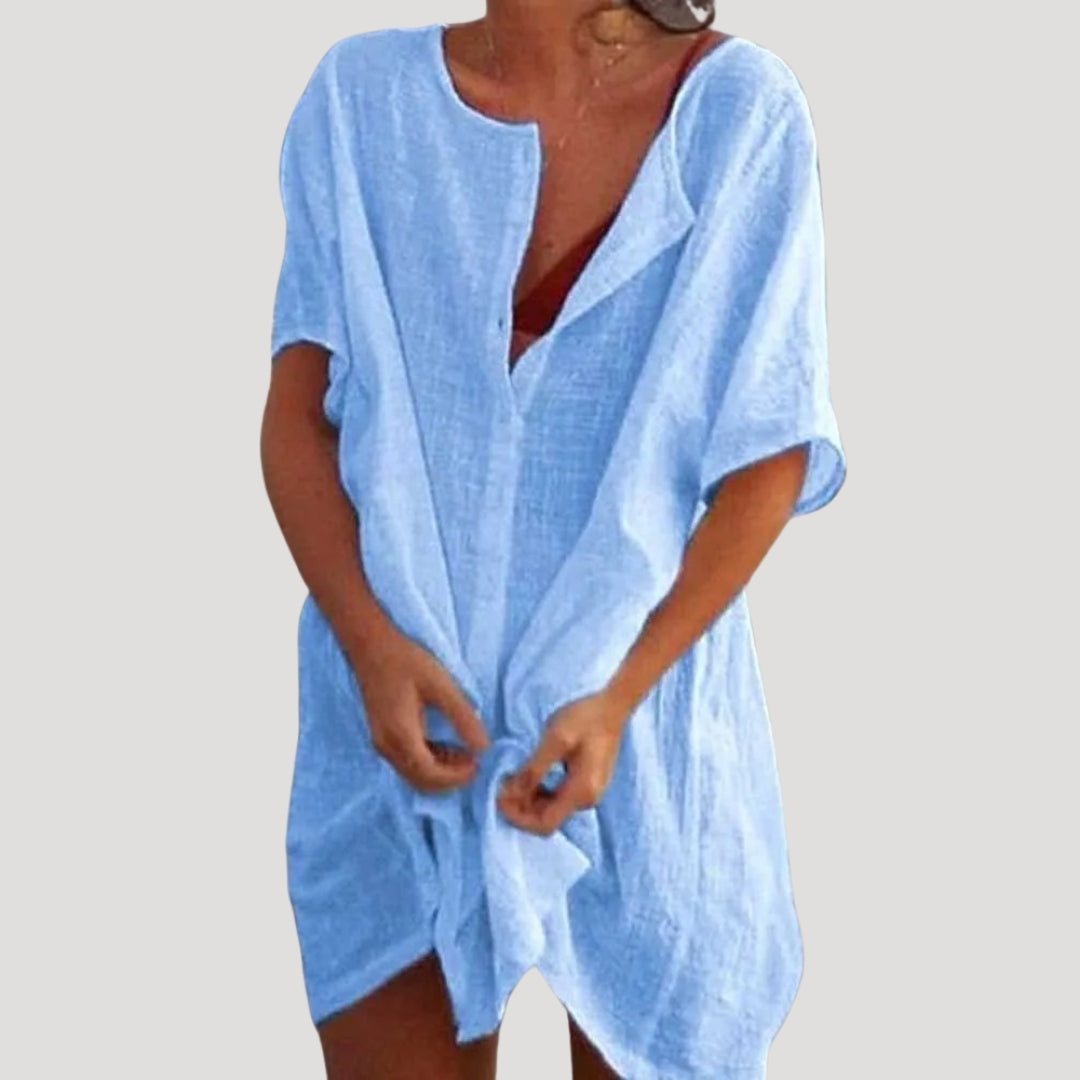 Hannah | Stylish Cotton V-Neck Beach Cover Up Tunic