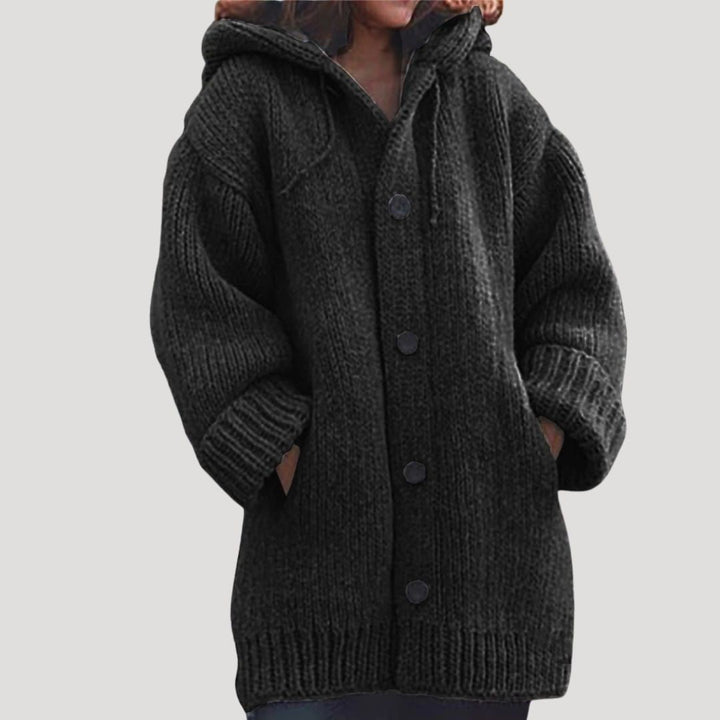 Margot | Elegant Hooded Long Chunky Knit Cardigan