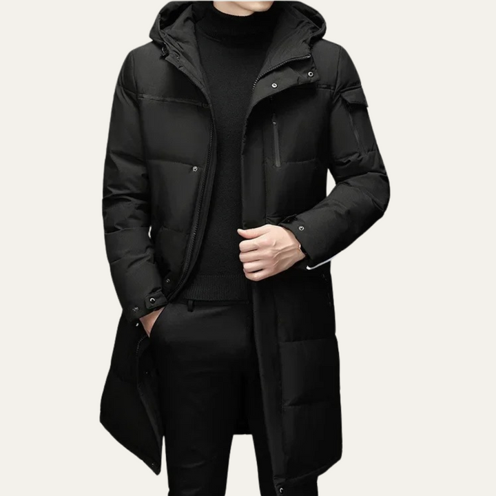 Serena | Sleek Longline Hooded Men's Thermal Puffer Coat