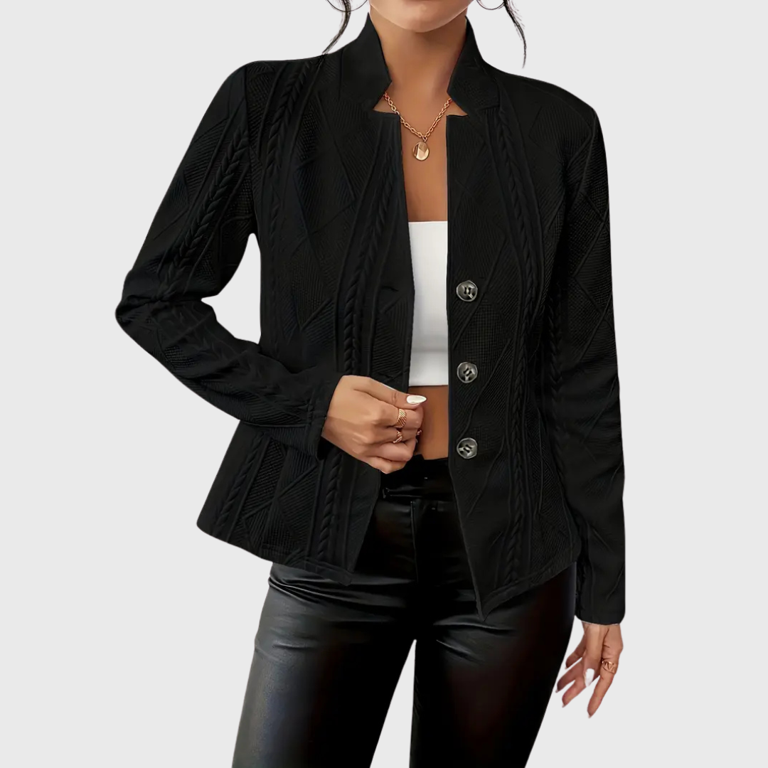 Paloma | Elegant Textured Cable-Knit Blazer With Button Detail