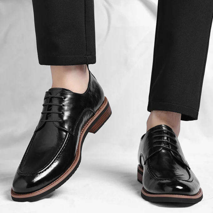 Lorenzio | Elegant Men's Brown Leather Oxford Dress Shoes