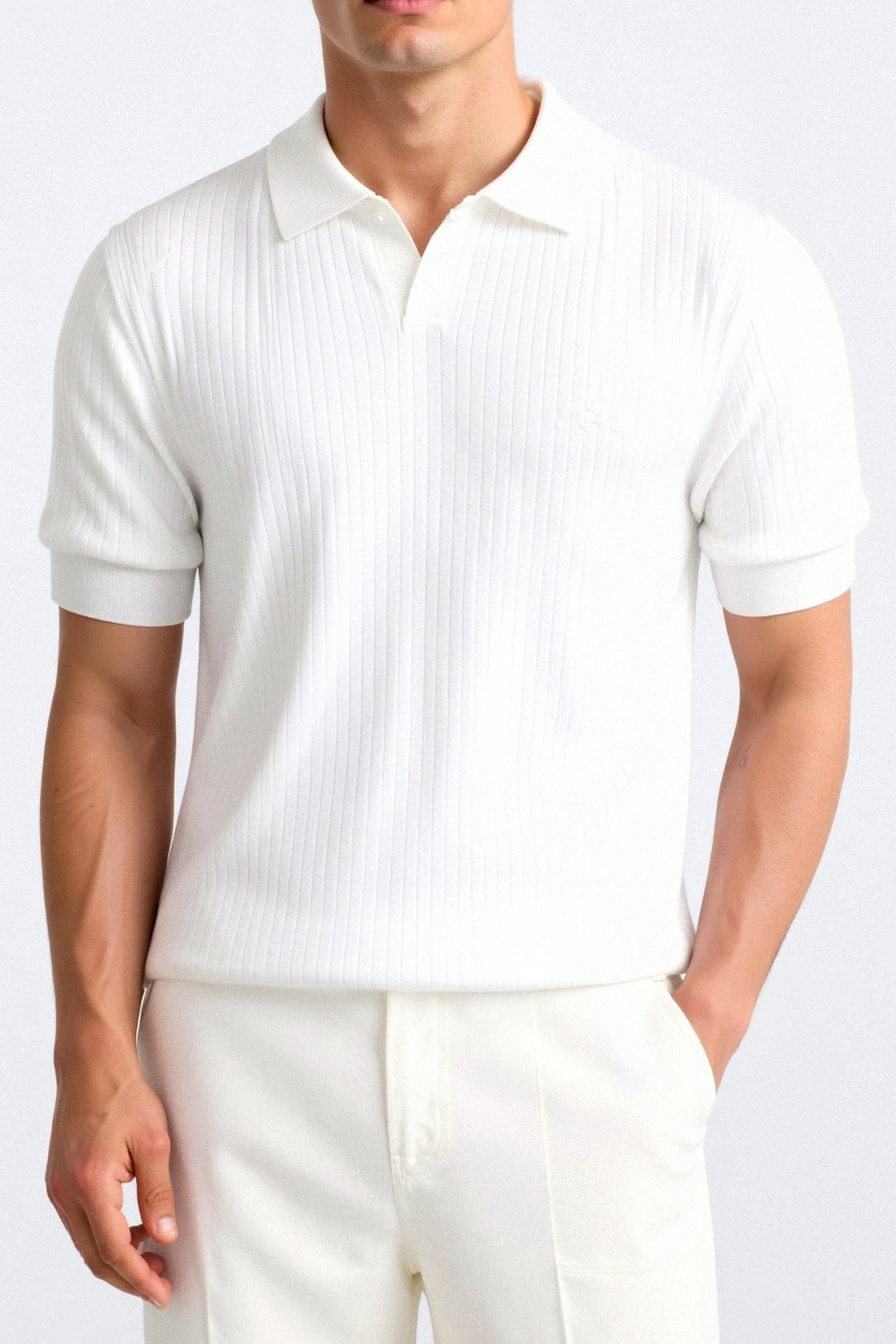 Pisa | Stylish Ribbed Cotton Polo Shirt Men - Short Sleeve