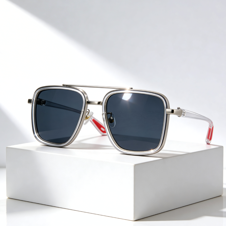 Hannah | Sleek Vintage Square Metal Frame Sunglasses