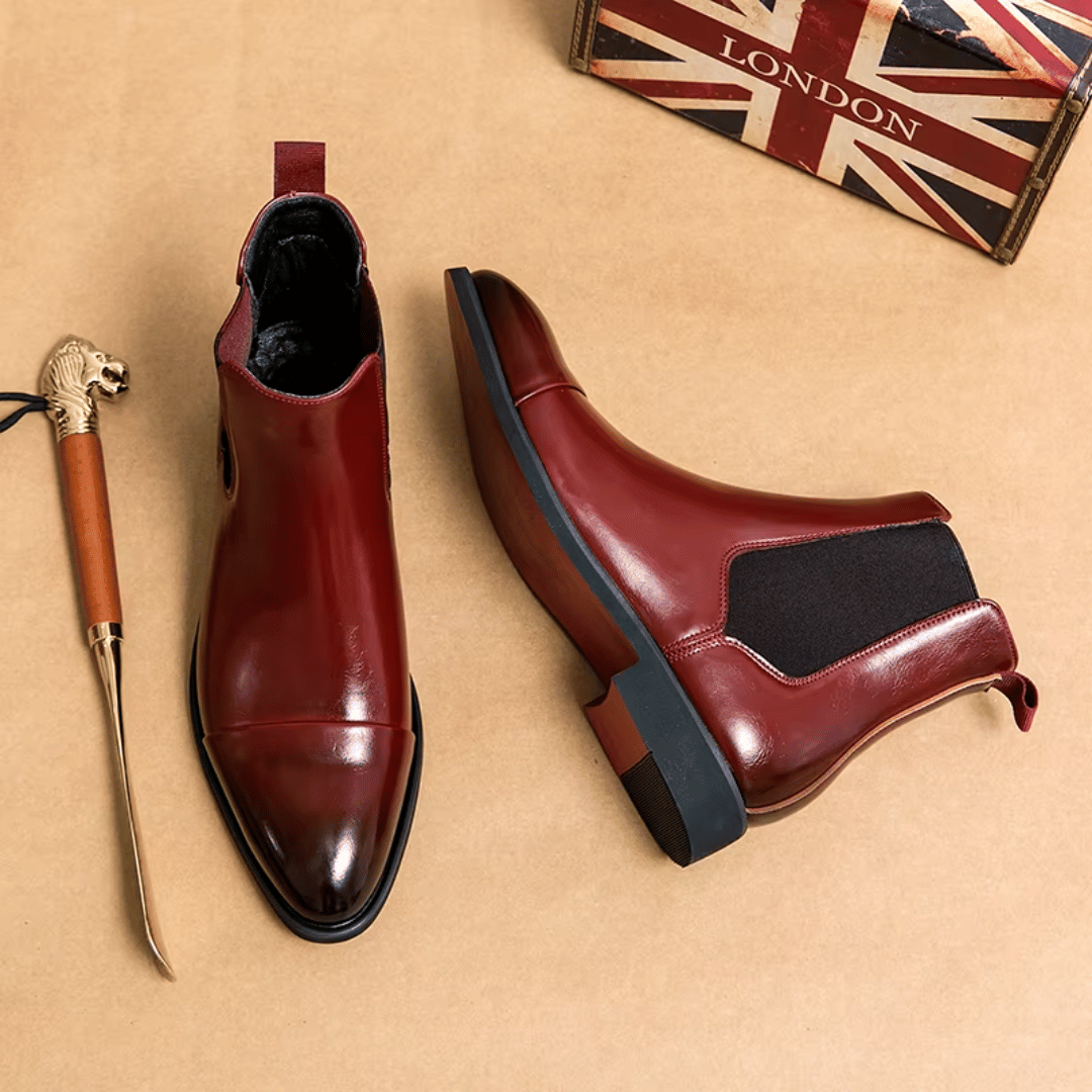 Rosie | Elegant Premium Leather Chelsea Boots With Red Sole Detail