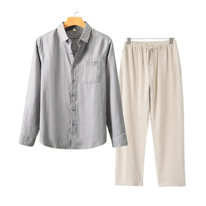 Lincoln | Elegant Linen Button-Up Shirt And Pants Set Men