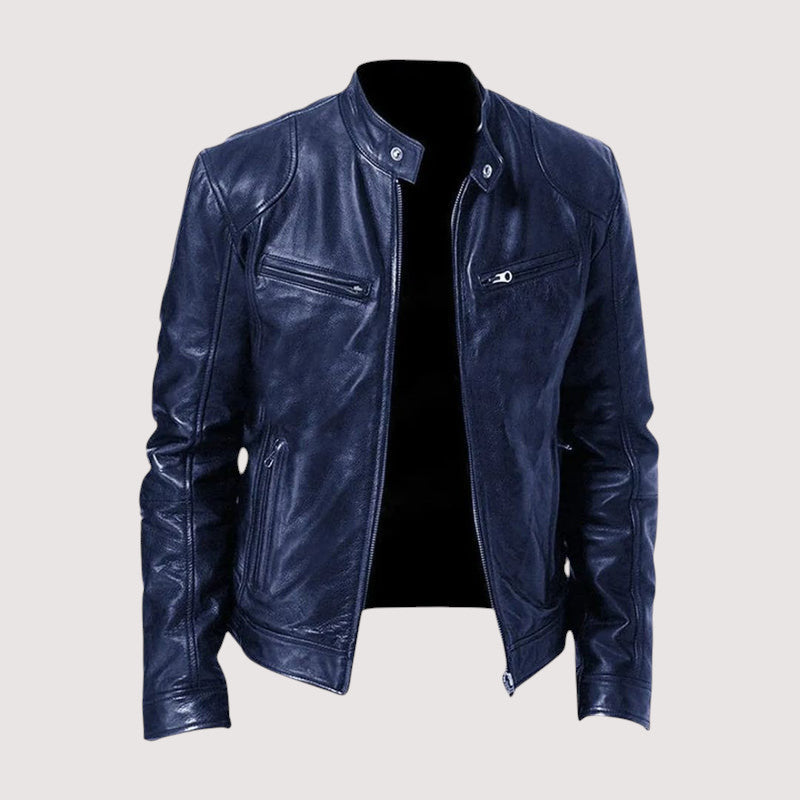 Clayton | Sleek Genuine Leather Moto Jacket Men - Black