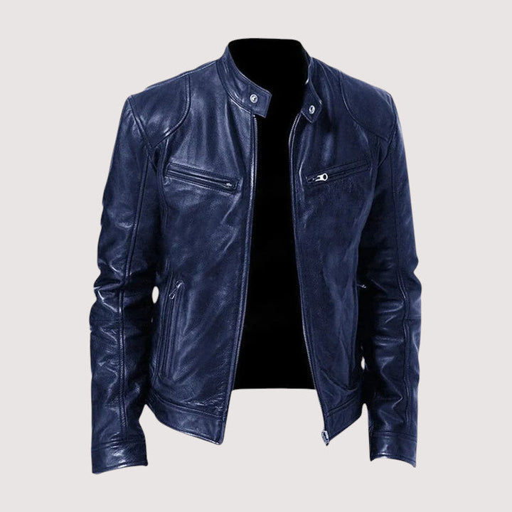 Clayton | Sleek Genuine Leather Moto Jacket Men - Black