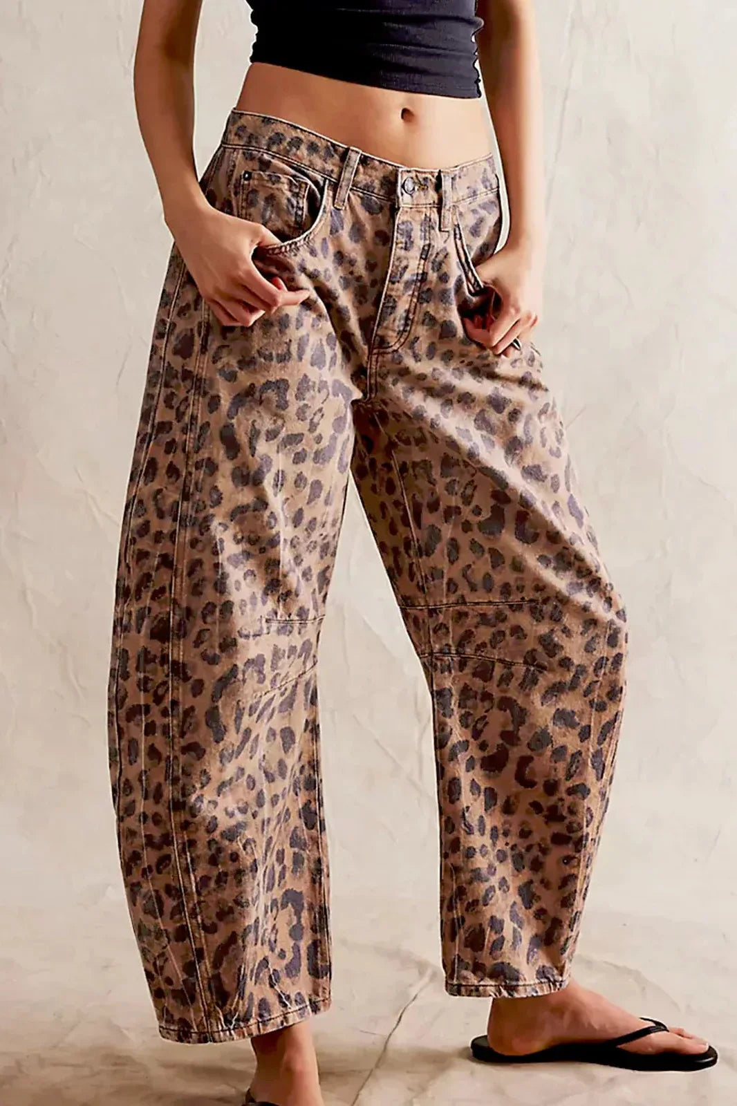 Pandora | Stylish Leopard Print Wide Leg Barrel Jeans Women