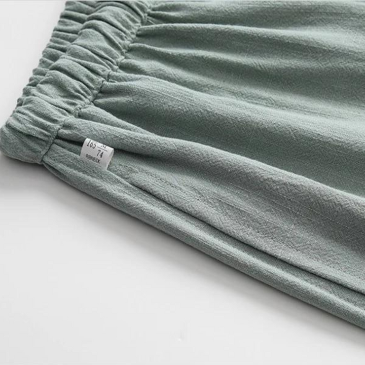Fez | Elegant Drawstring Linen Pants - Oversized Relaxed Fit