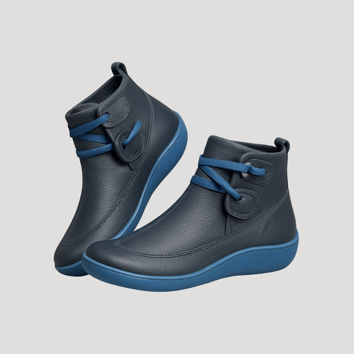 Evelyn | Stylish Waterproof Leather Ankle Boots With Buckle Straps