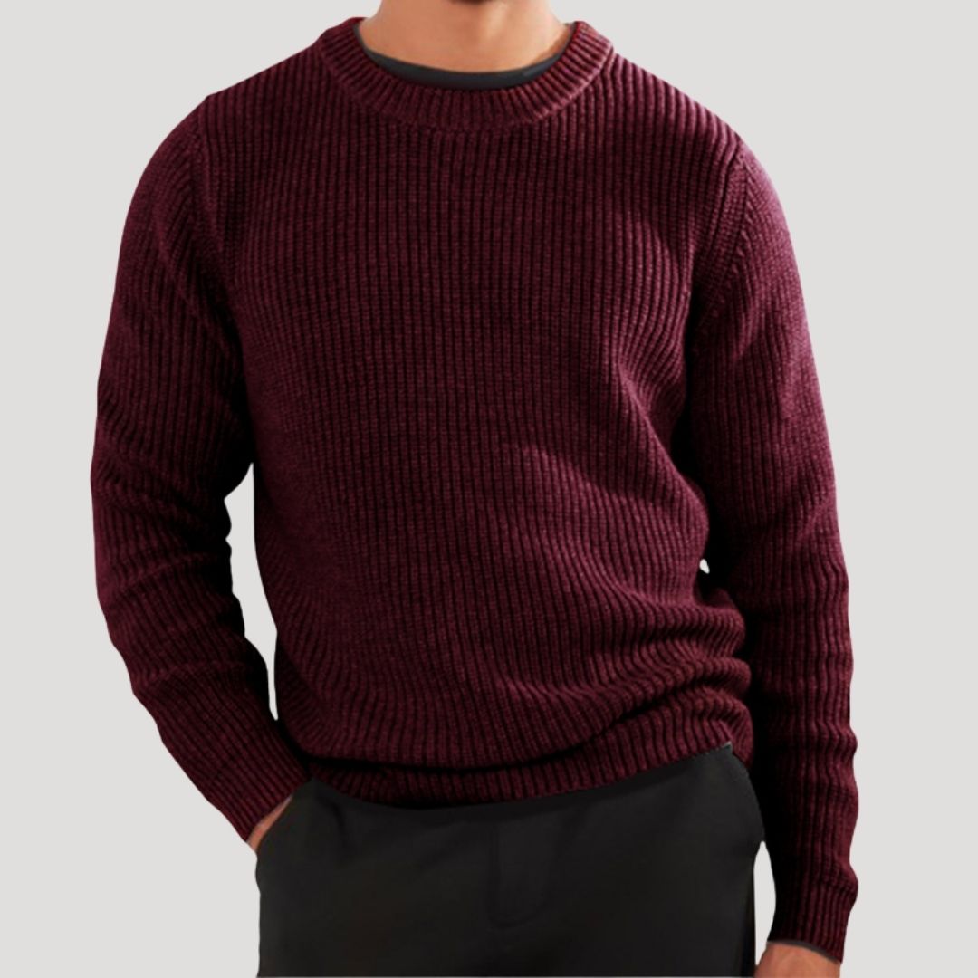 Juliana | Stylish Men's Crew Neck Ribbed Knit Winter Sweater