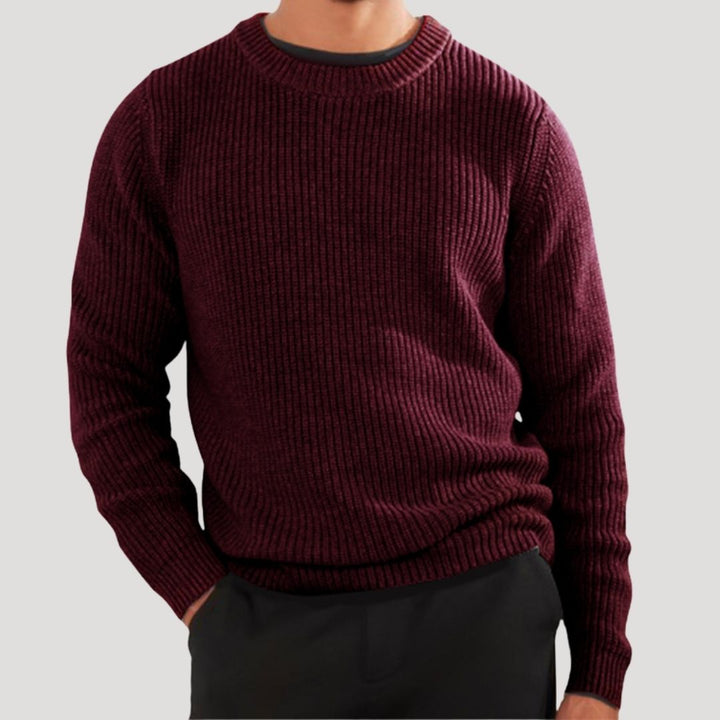Juliana | Stylish Men's Crew Neck Ribbed Knit Winter Sweater
