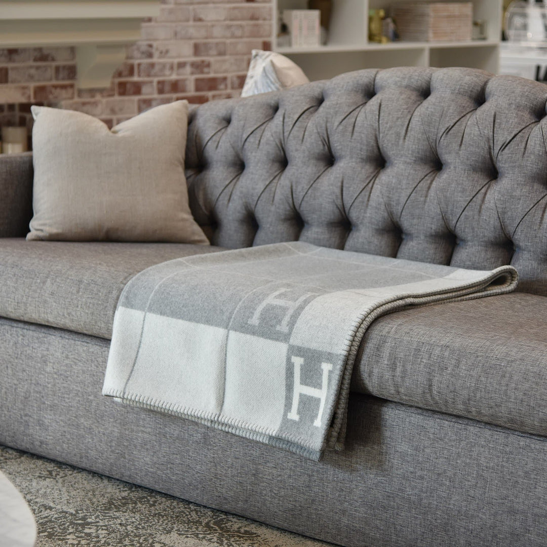 Evy | Elegant Wool Cashmere Throw Blanket With Monogram Pattern