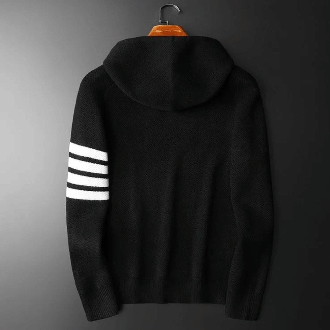 Eloise | Stylish Hooded Knit Sweater With Contrast Stripes