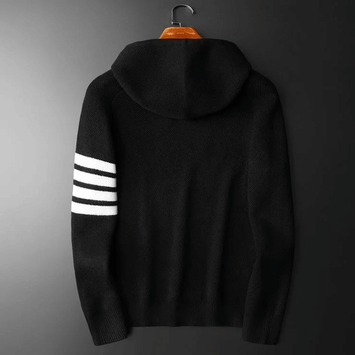 Eloise | Stylish Hooded Knit Sweater With Contrast Stripes