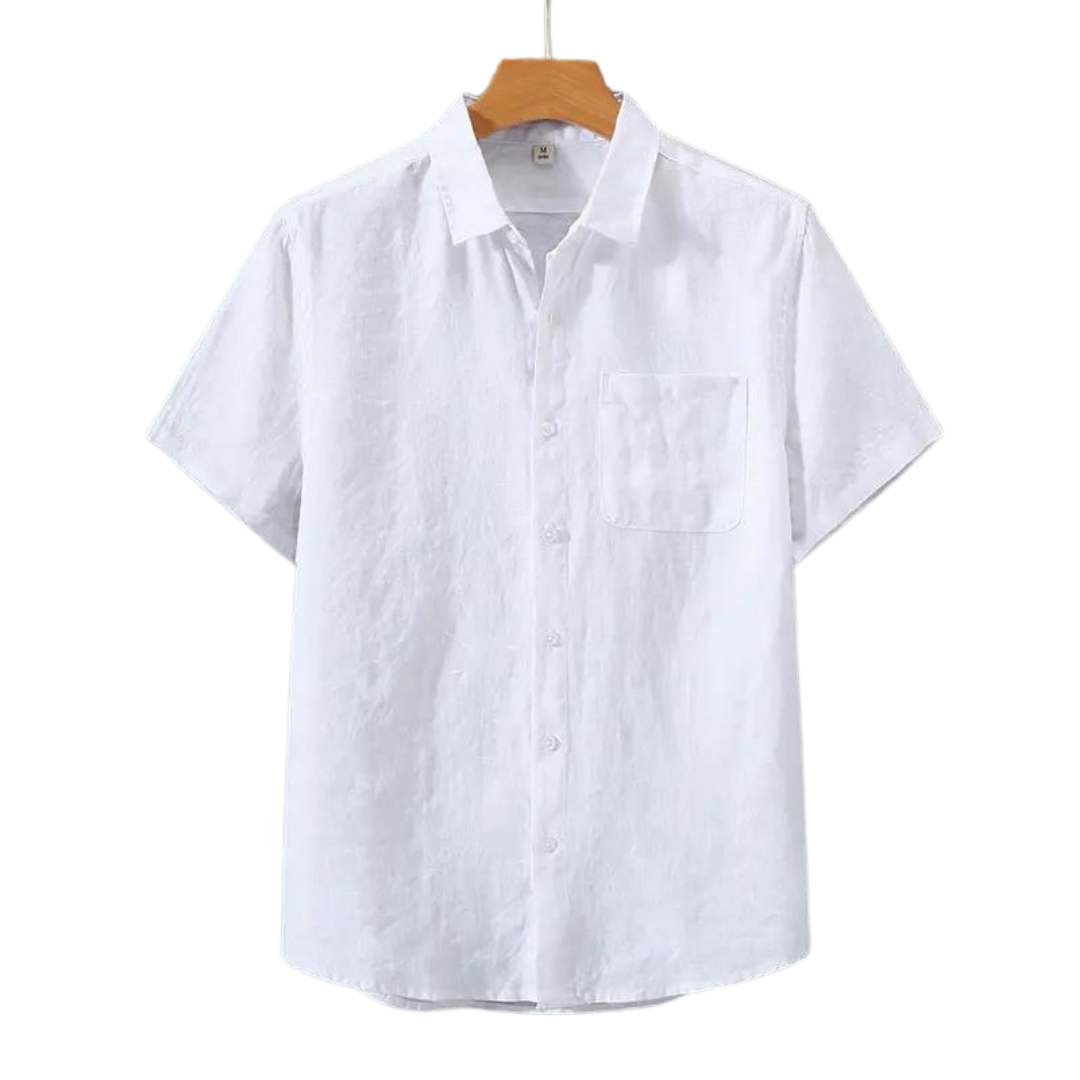 Helsinki | Elegant Short Sleeve Linen Button Up Shirt Men