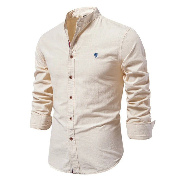 Evy | Stylish Men's Light Blue Mandarin Collar Cotton Shirt