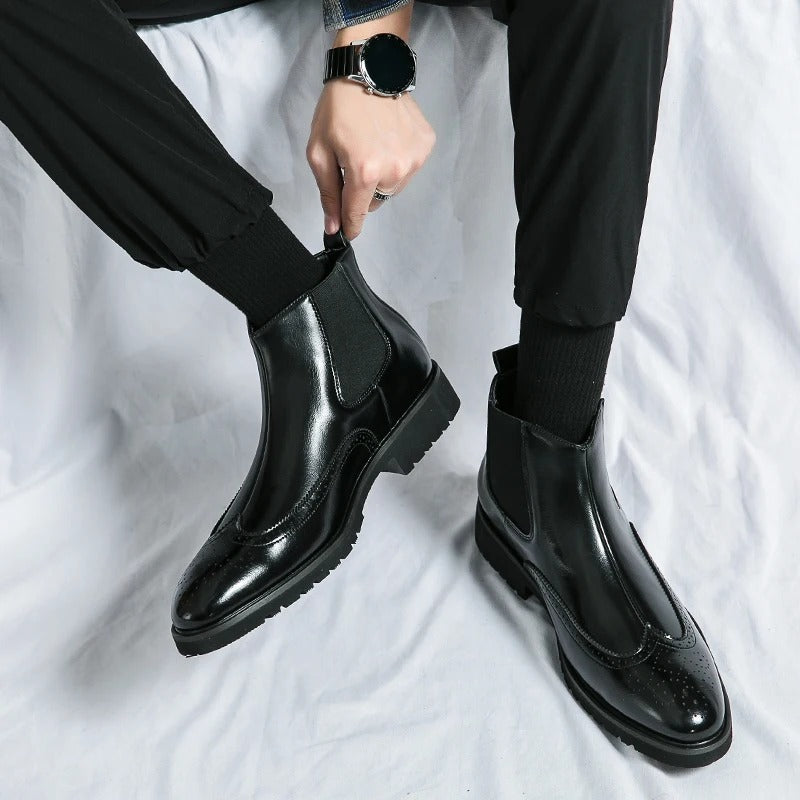 Margot | Elegant Brogue Chelsea Boots With Premium Leather